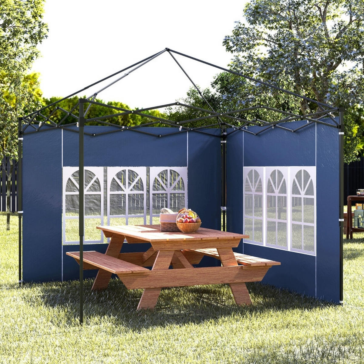 PAVILLON SEITENWÄNDE 2er Set 3x3 3x6 Fenster blau - Blau, Kunststoff (293/193/1cm) - Fortuna Lai