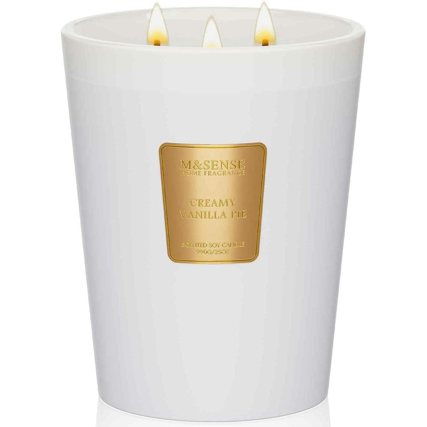 DUFTKERZE Vanille 990g 150 Std. Brenndauer 3-Docht Glas - Weiß, Paraffin (16cm)