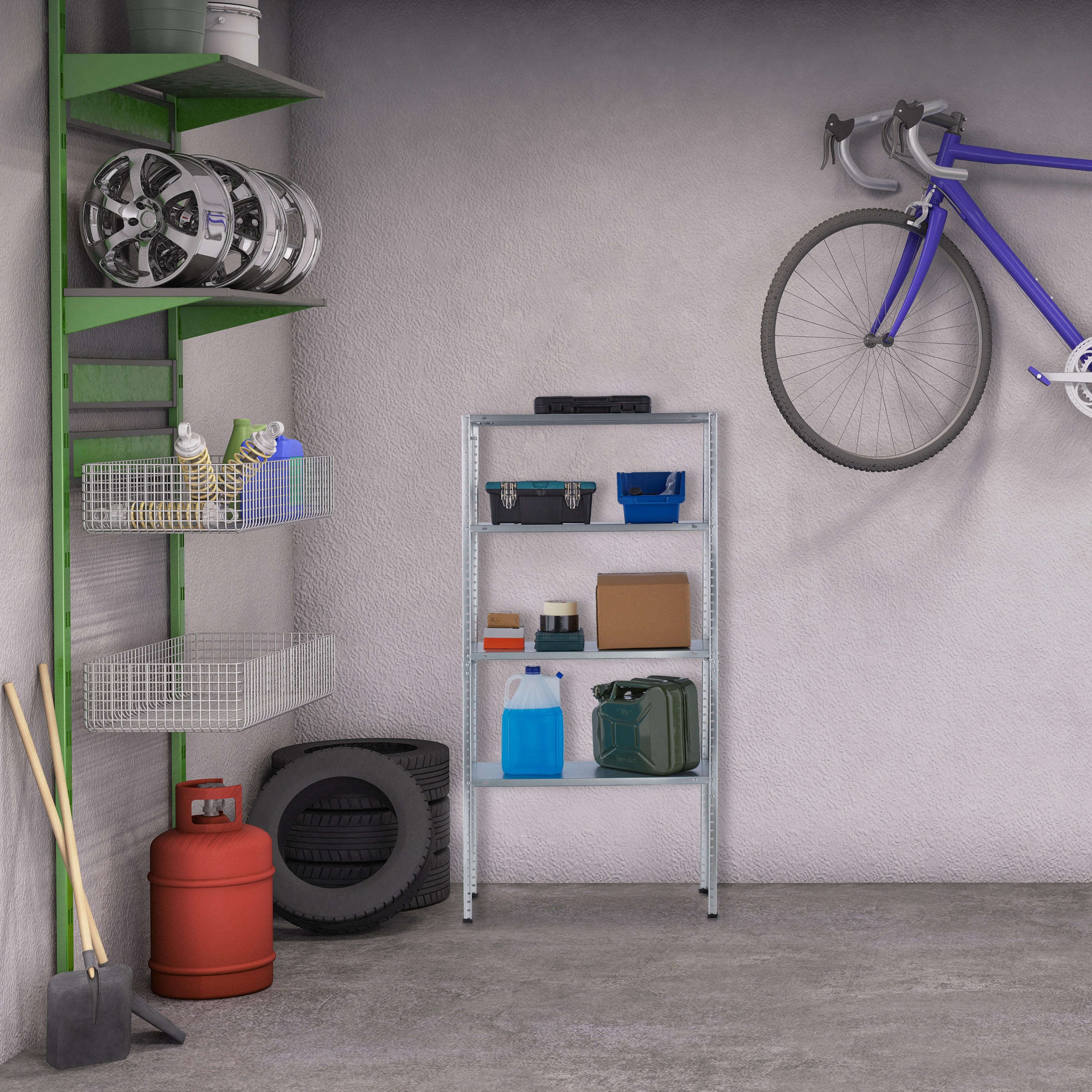 SCHWERLASTREGAL - Silberfarben, Metall (75/150/30cm) - Relaxdays