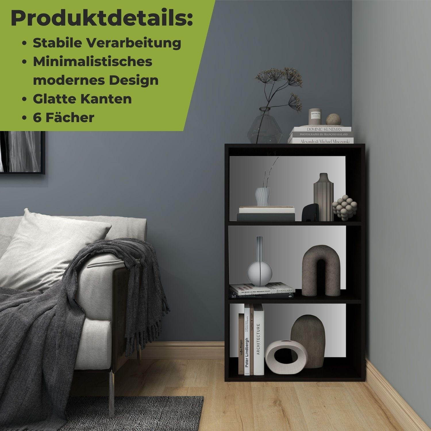 Thumbnail - Coemo Standregal, Schwarz, Holzwerkstoff, 25x110x65 cm, CE, Wohnzimmer, Regale, Bücherregale