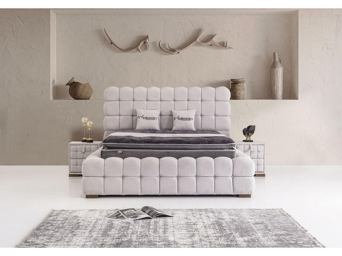 POLSTERBETT Helen 180x200 Grau - Grau, Textil/Metall (180/200cm) - Villa Möbel