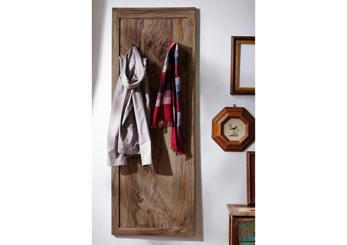 WANDGARDEROBE Sheesham 55x3x150 grau geölt NATURE GREY #001 - Grau, Holz (55/150/3cm) - Massivmoebel24