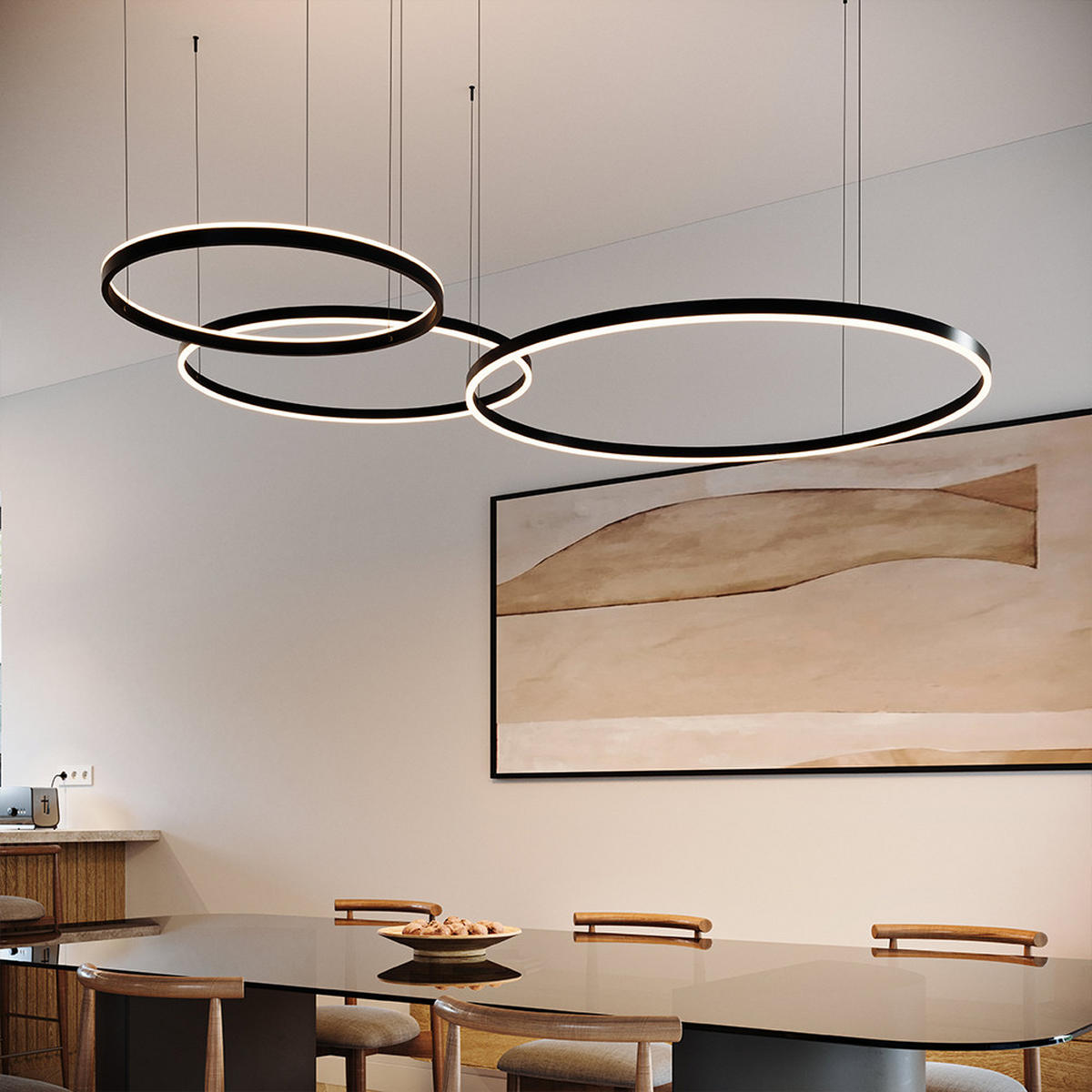 LED-HÄNGELEUCHTE 3er Ring Gold Ø 120 | 100 | 80cm - Goldfarben, Metall (1.3/120/3.3cm) - s.luce