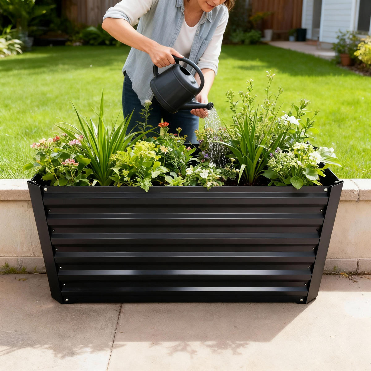 HOCHBEET - Anthrazit, Metall (57/60/57cm) - Relaxdays