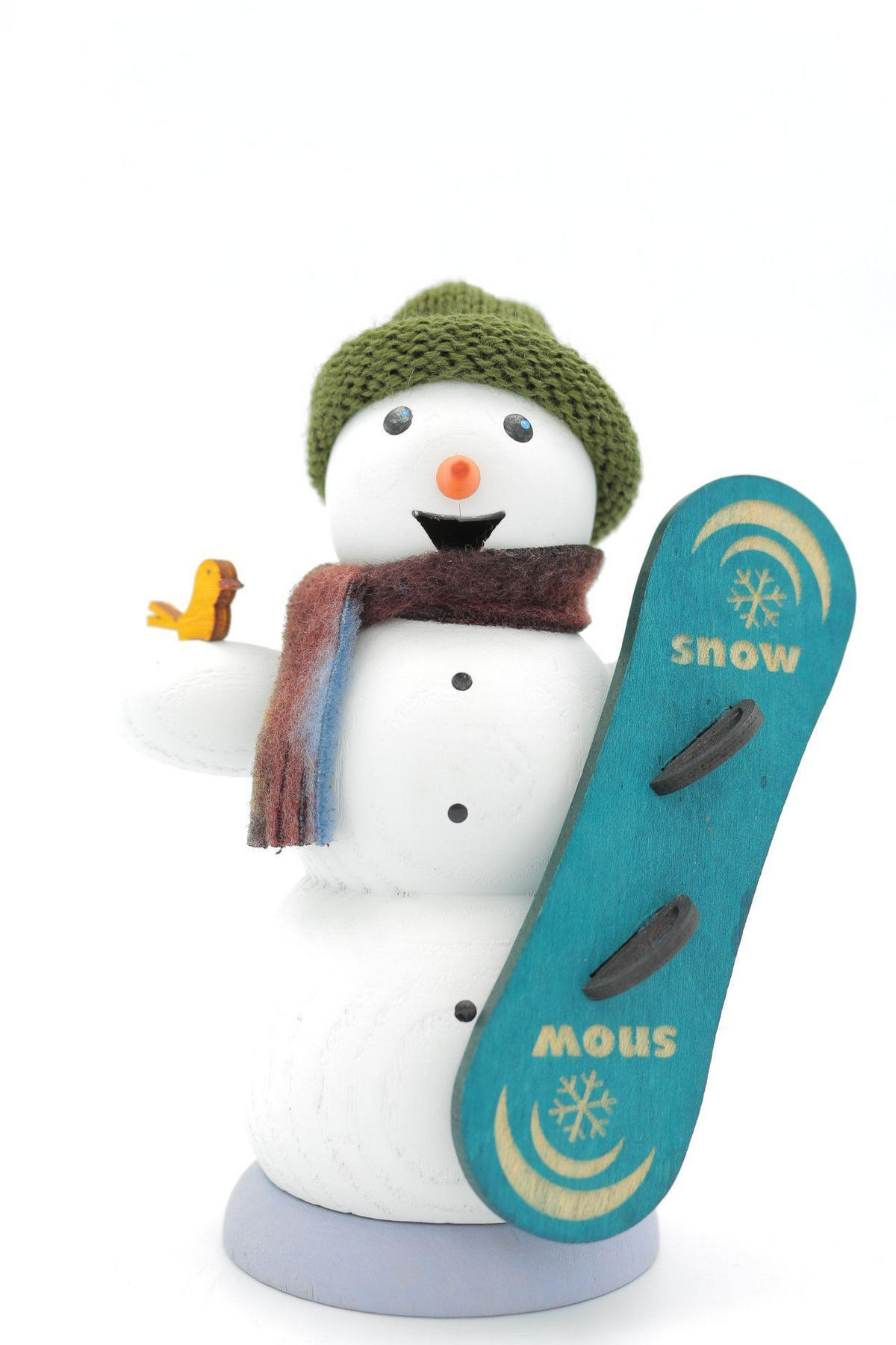RAUCHFIGUR Schneemann mit Snowboard 13 cm - Multicolor, Holz (6/13/10cm)