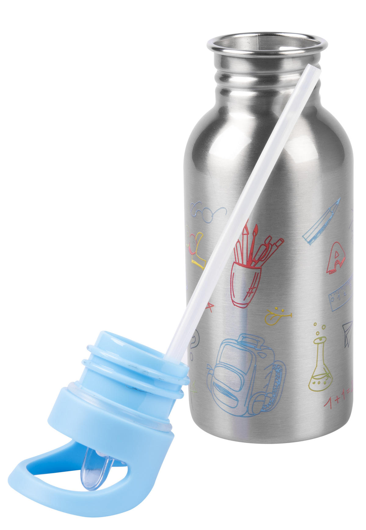 TRINKFLASCHE Back to school Silber 500 ml - Grau, Metall (0.5L) - United Labels