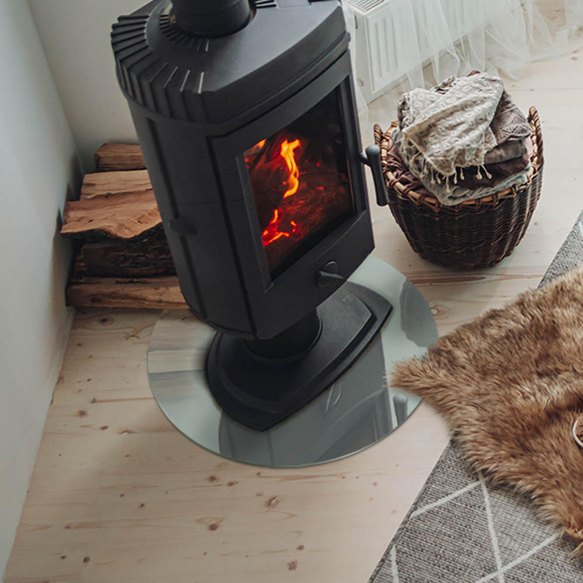 GLASPLATTE für Kamin Ø 50 cm Grün - Grün, Glas (50/50/0.4cm) - ArtPrintCave