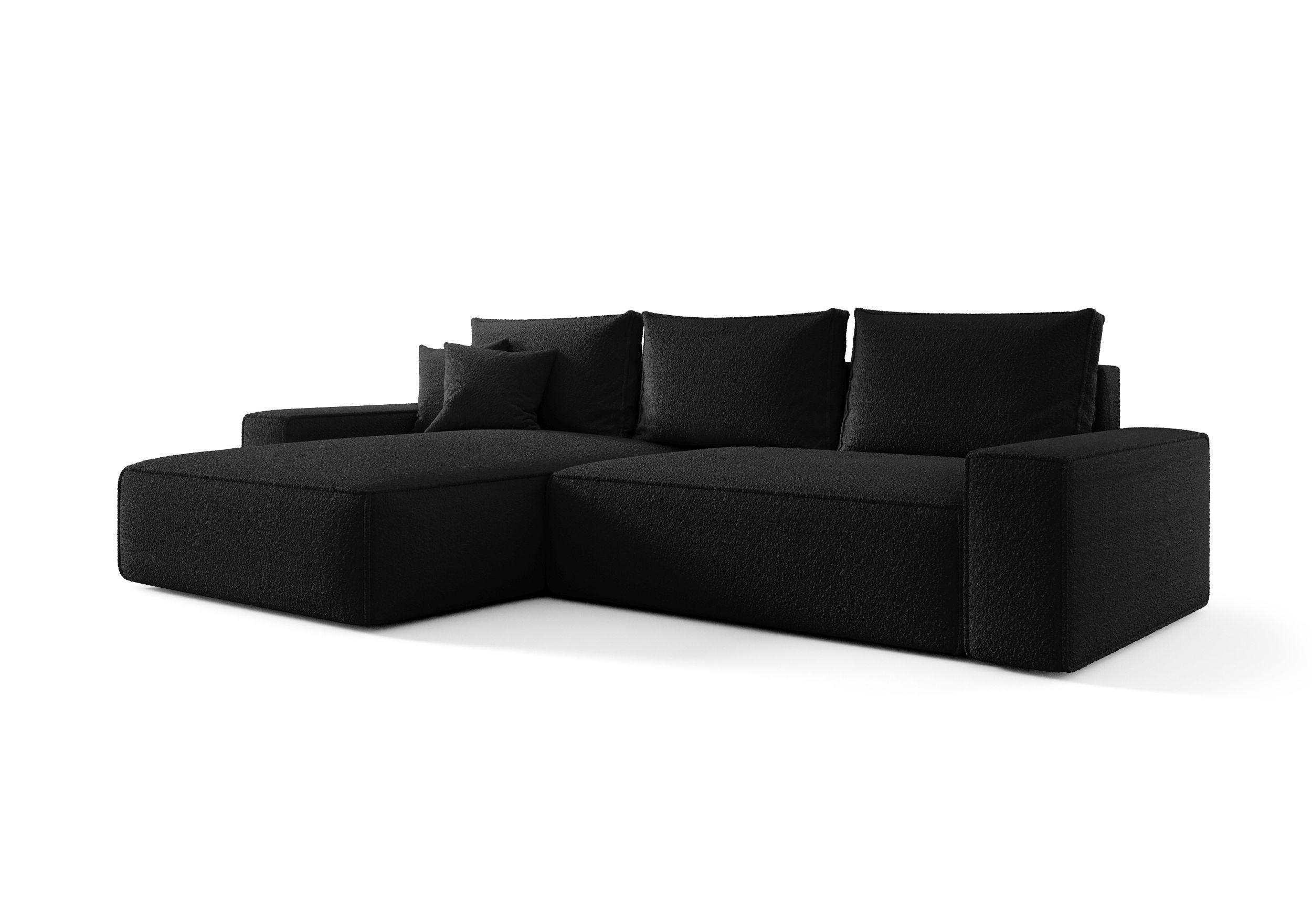 ECKSOFA MONA mit Schlaffunktion QUELLE 100 Links - Schwarz, Textil (280/185cm) - Bedante