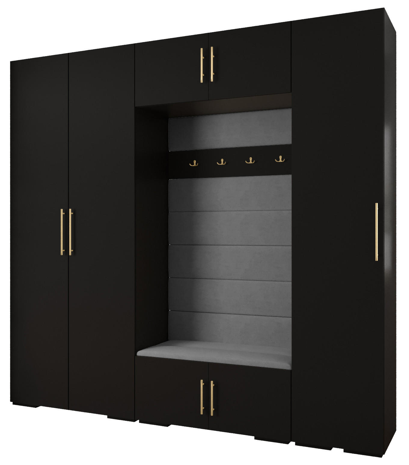 GARDEROBEN-SET 236,7/250/47 - Goldfarben/Schwarz, Holz/Metall (250/236.7/47cm) - Abiks Möbel