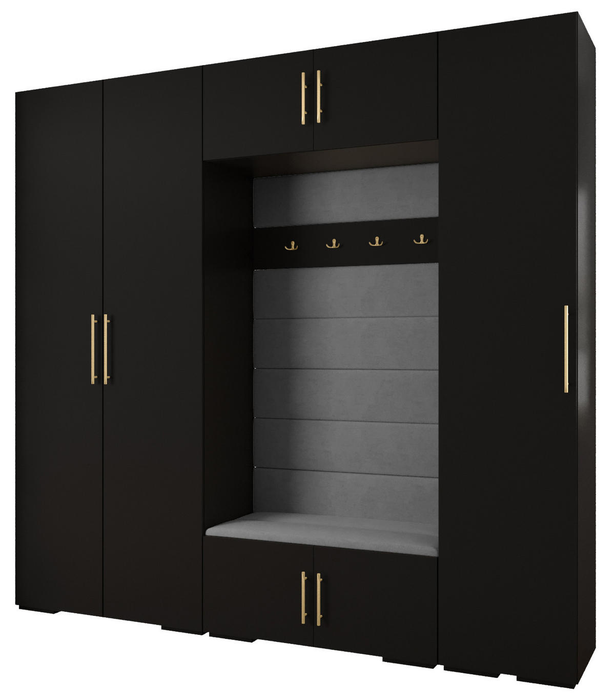 GARDEROBEN-SET 236,7/250/47 - Goldfarben/Schwarz, Holz/Metall (250/236.7/47cm) - Abiks Möbel