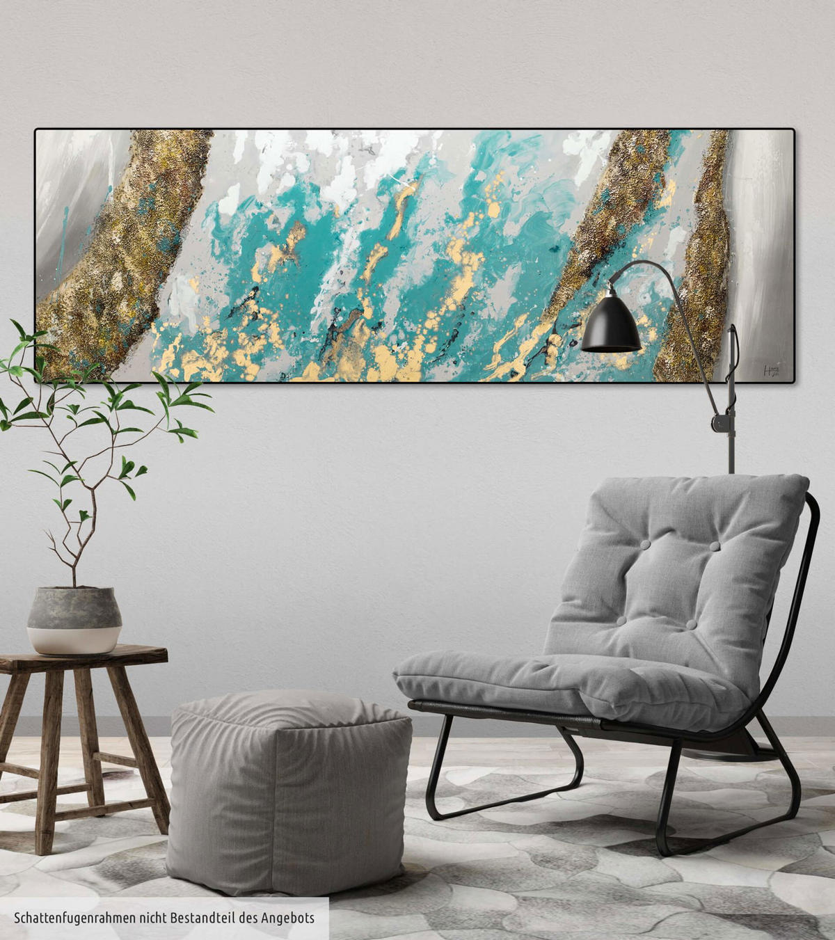 ÖLGEMÄLDE 150/50 cm - Blau/Weiß, Holz/Textil (1.98/50cm) - KUNSTLOFT
