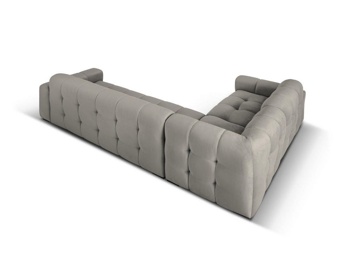 ECKSOFA links Kendal aus Samt dunkelgrau 6 Sitzplätze - Dunkelgrau, Textil (231/332cm) - Micadoni