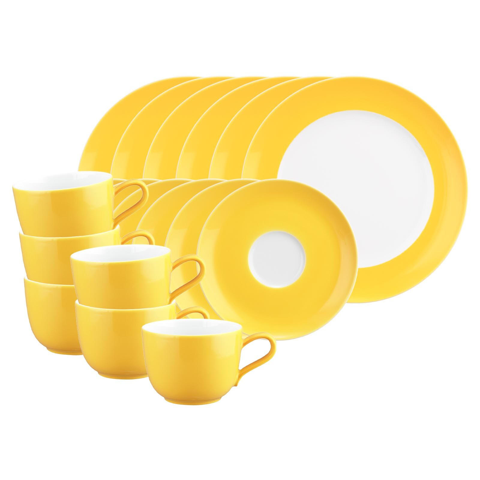 KAFFEESERVICE Liberty Pure Colors Yellow Glow 18er Set - Gelb, Keramik (1/1/1cm) - Seltmann Weiden