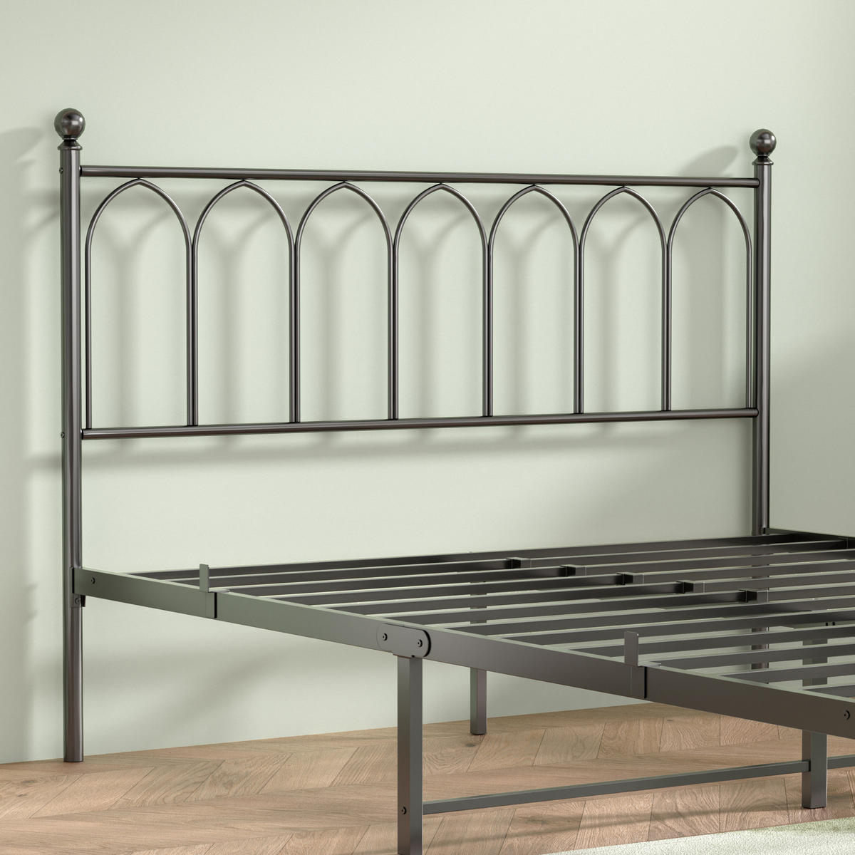 METALLBETT 140/200 mit Stauraum unter dem Bett, mit Lattenrost, Schwarz - Schwarz, Metall (140/200cm) - STILVORA