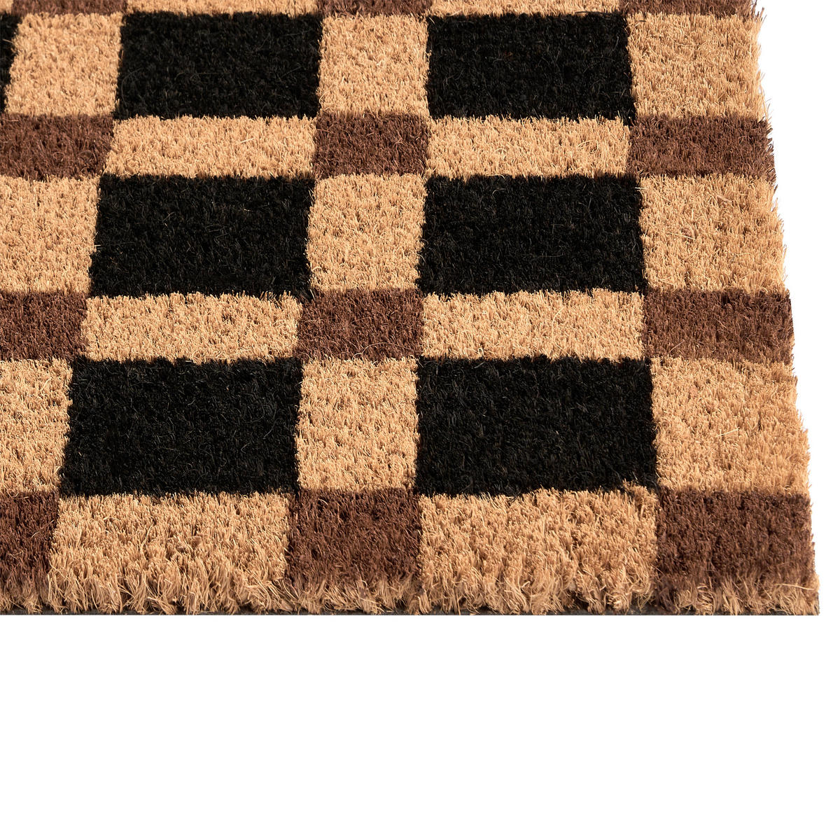 FUSSMATTE Beige/Schwarz 60/90 cm Kokosfasern Villasis - Beige, Textil (60/90cm) - Beliani
