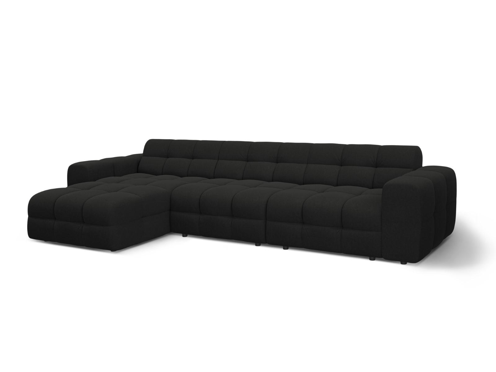 ECKSOFA links Kendal aus strukturiertem Stoff schwarz 5 Sitzplätze - Schwarz, Textil (173/357cm) - Micadoni