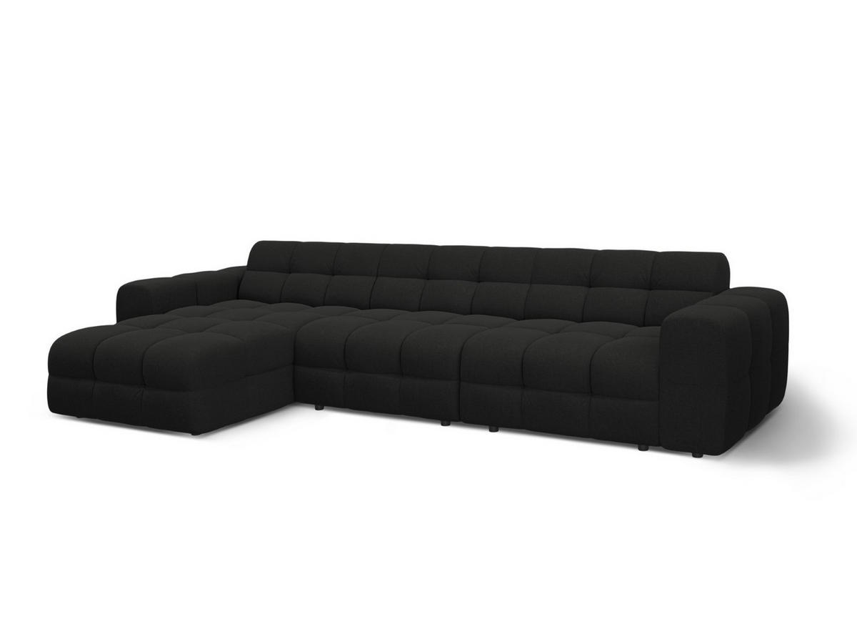 ECKSOFA links Kendal aus strukturiertem Stoff schwarz 5 Sitzplätze - Schwarz, Textil (173/357cm) - Micadoni