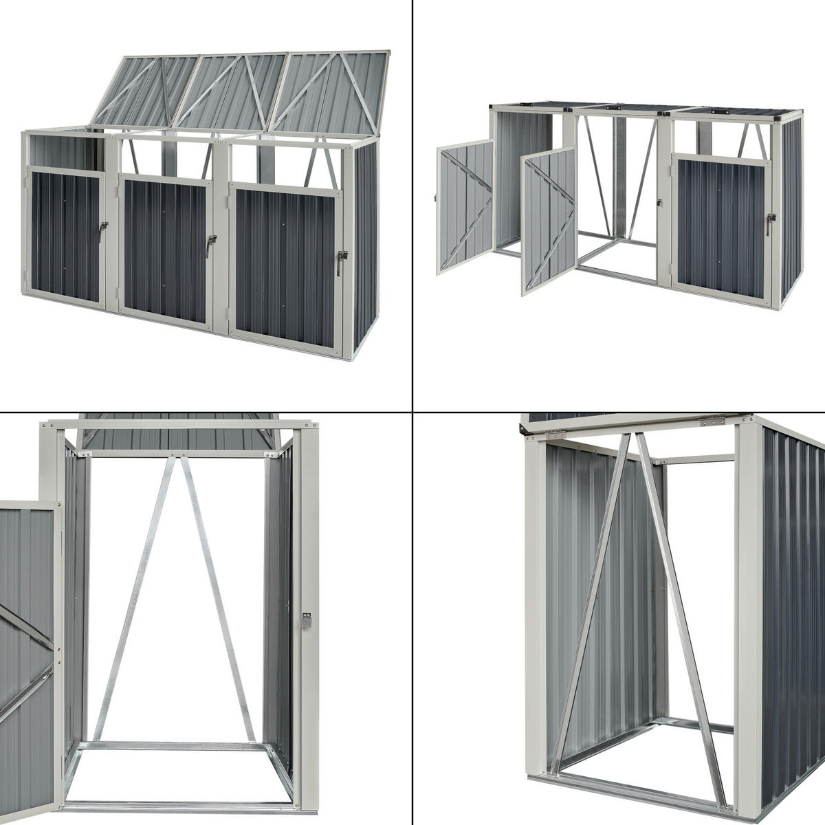 MÜLLTONNENBOX Tarbek - Anthrazit, Metall (219/121/82cm) - pro.tec