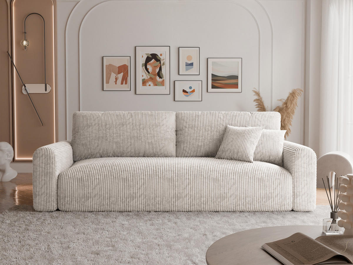 SCHLAFSOFA JOBO mit Bettkasten Creme - Creme, Holzwerkstoff/Kunststoff (230/85/90cm) - Idohome