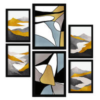 POSTER Set Mit 6 Gattung Naturen 1 In Kulissen Abstracts Ästhetische Dekorative Gemälde Für Ihr Wohnzimmer Zuhause A3 & A4 Schwarzer Rahmen - Schwarz, Papier (29/3cm) - Nacnic