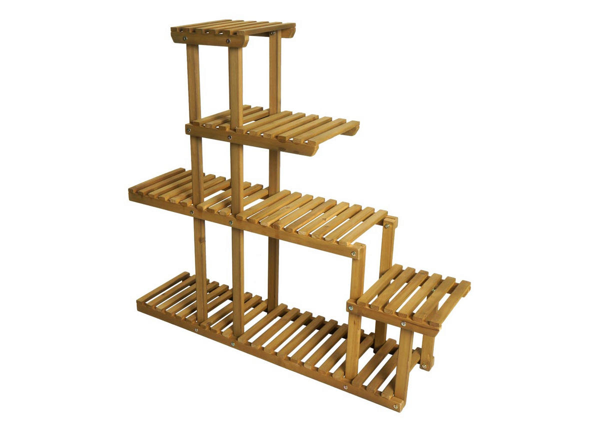 PFLANZREGAL 95x105x25cm 5 Ablagen Outdoor Tanne Holz Blumentreppe - Naturfarben, Holz (105/95/25cm) - BERLINLODGE