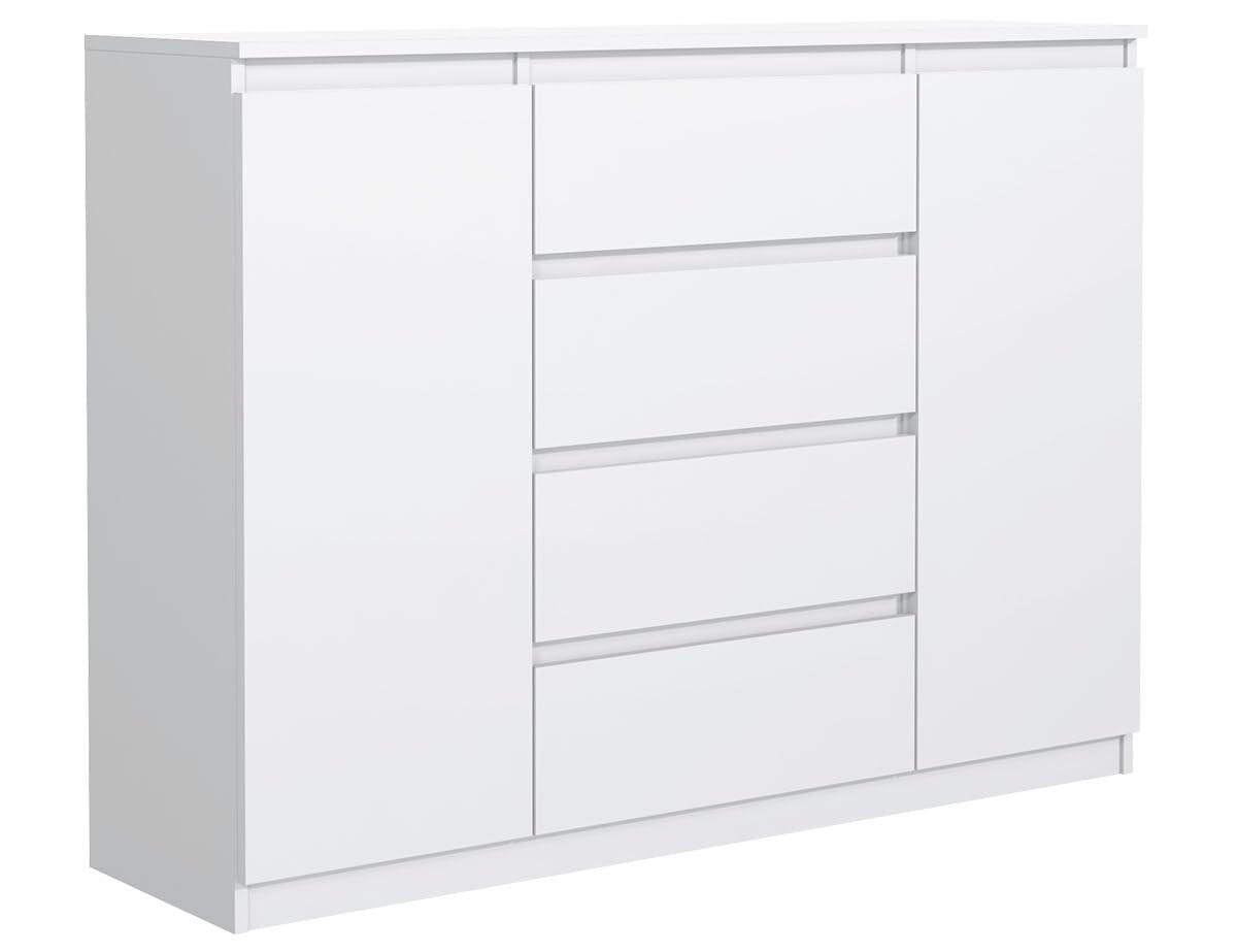 KOMMODE mit 4 Schubladen 2 Schranktüren 140 cm Weiß - Weiß, Holzwerkstoff (138.6/101.5/39cm) - MebLocker