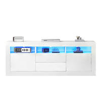 TV-LOWBOARD aus Spanplatte 160x35x60 cm Weiß mit LED-Beleuchtung, Stauraum und App-Steuerung - Weiß, Holzwerkstoff (160/60/35cm) - IVMEU