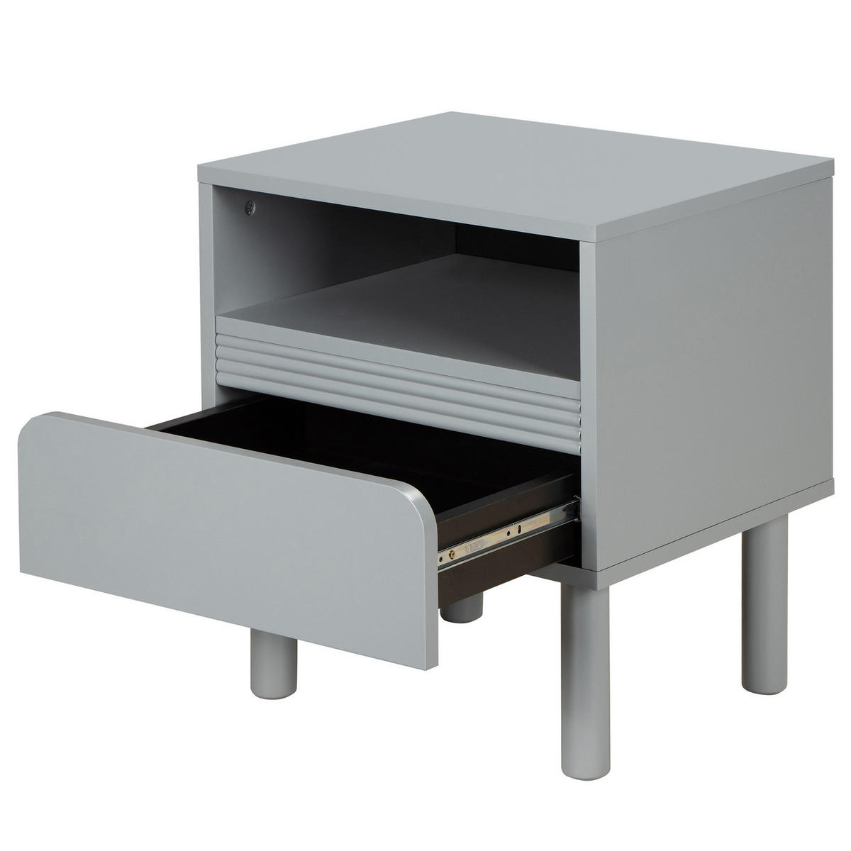 NACHTKOMMODE - Teilmassivholz - Grau, Holzwerkstoff/Metall (48/55/40cm) - home24