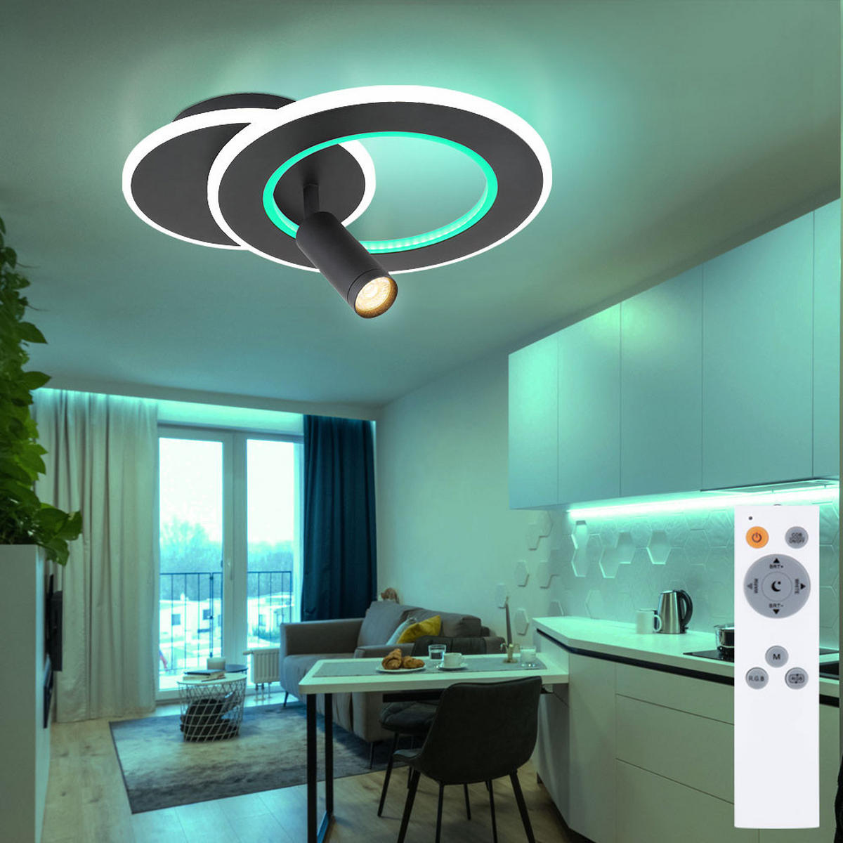 LED DECKENLEUCHTE MARIAN Schwarz Metall - Schwarz, Metall (36.5/29.2/13.5cm) - Globo Lighting