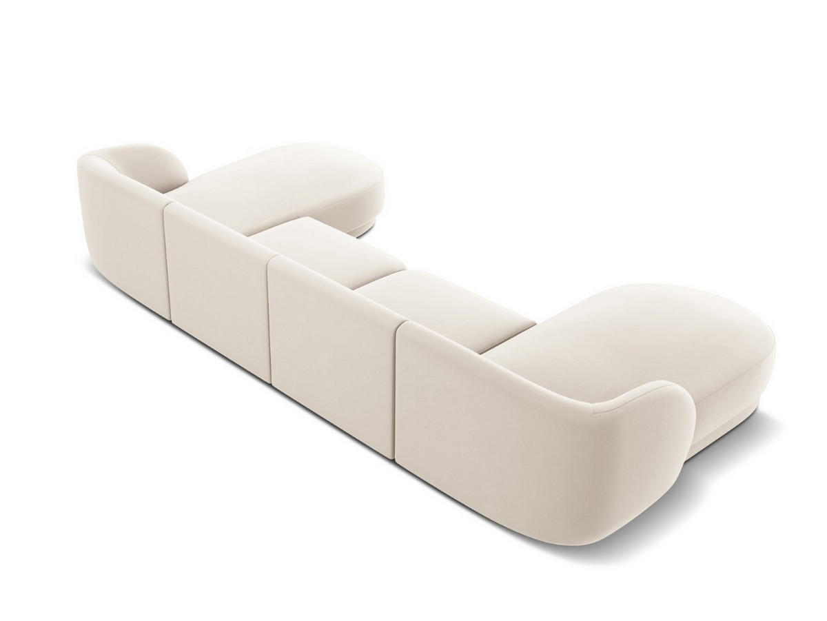 PANORAMASOFA Miley aus Samt leichtes beige 5 Sitzplätze - Beige, Textil (156/70/330cm) - Micadoni