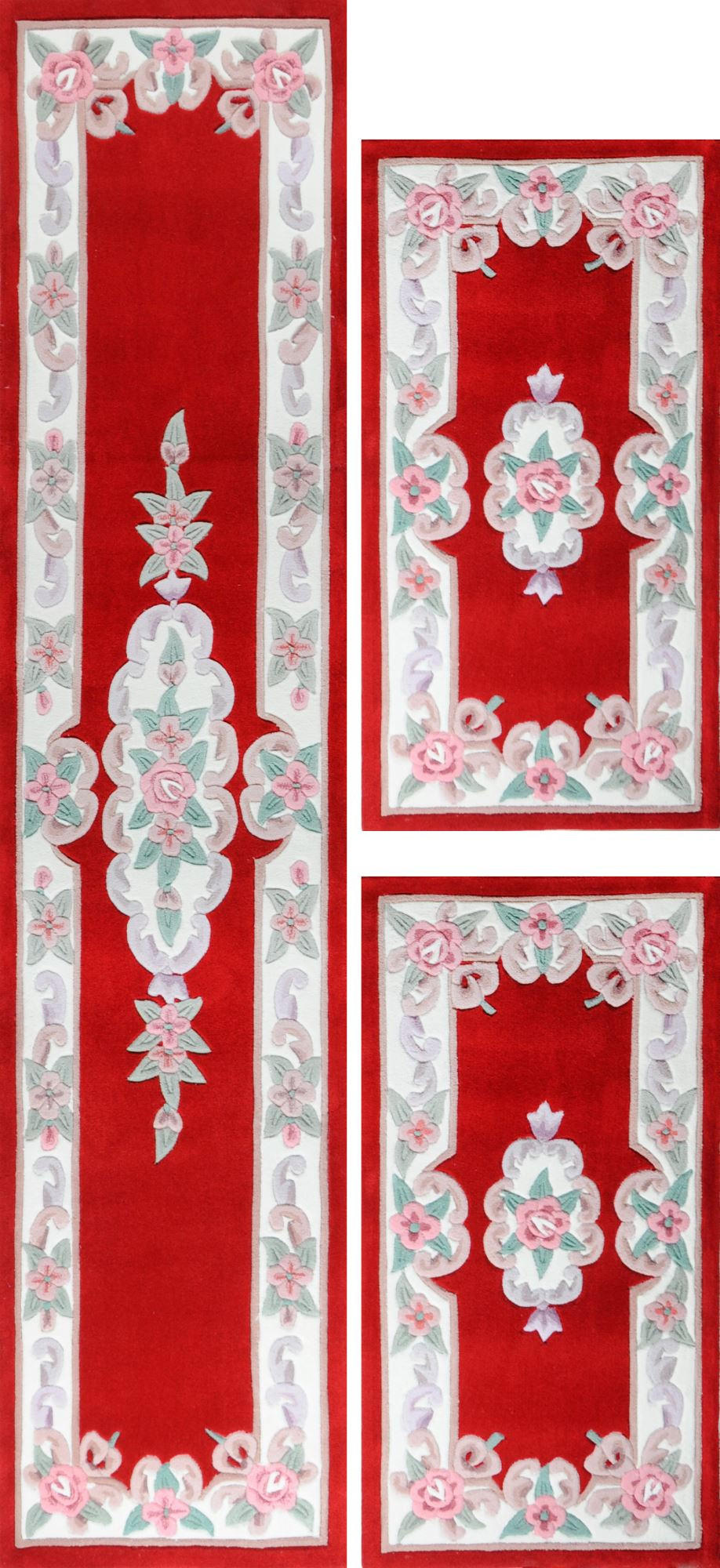 HANDTUFTTEPPICH Ming Bettumrandung 70x600 cm - Rot, Textil (70/600cm) - THEKO