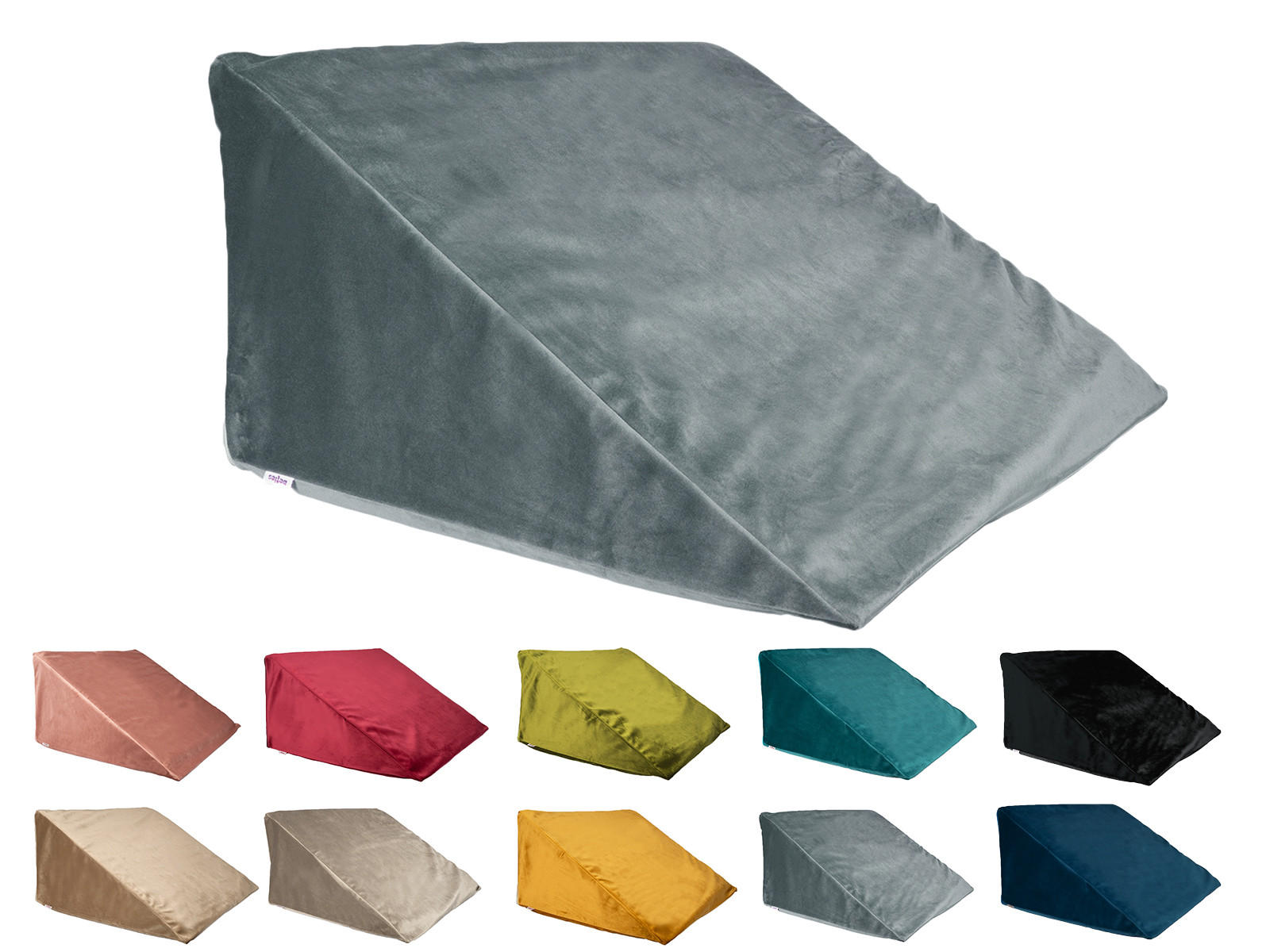 KEILKISSENHÜLLE Samt&Sonders stein-grau 62/49/30 cm - Grau, Textil (49/62cm) - beties Heimtextil