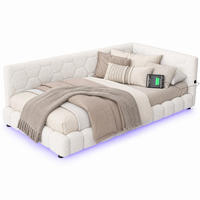 SCHLAFSOFA 90/200 cm in Weiß mit LED, USB und Type-C - Weiß, Holzwerkstoff/Textil (90/200cm) - CHICFURN
