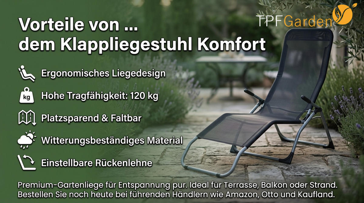 GARTENLIEGE Athen klappbar aus Stahl, Schwarz - Schwarz, Metall (59/100/143cm) - TPFGarden