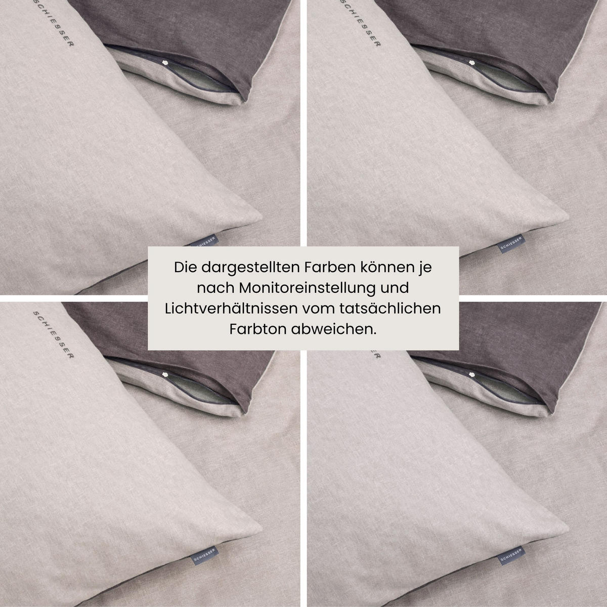 BETTWÄSCHESET Doubleface Feinbiber 2-teilig 135x200 cm Hellgrau-Dunkelgrau - Dunkelgrau, Textil (135/200cm) - SCHIESSER