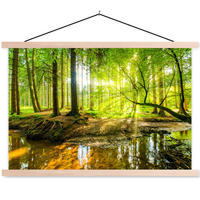 POSTER Wald - Landschaft - Wasser - Bäume - Sonne - Grün - Natur 60x40 cm - Grün, Textil (60/40/0.15cm) - MuchoWow