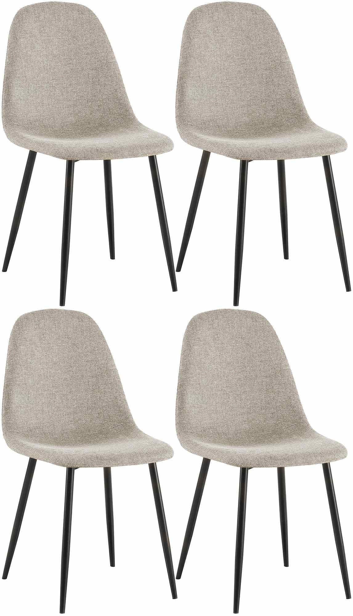 STUHL 4er Set Stoff Creme - Creme/Schwarz, Textil/Metall (44/88/51cm) - CLP
