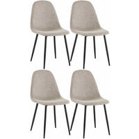STUHL 4er Set Stoff Creme - Creme/Schwarz, Textil/Metall (44/88/51cm) - CLP