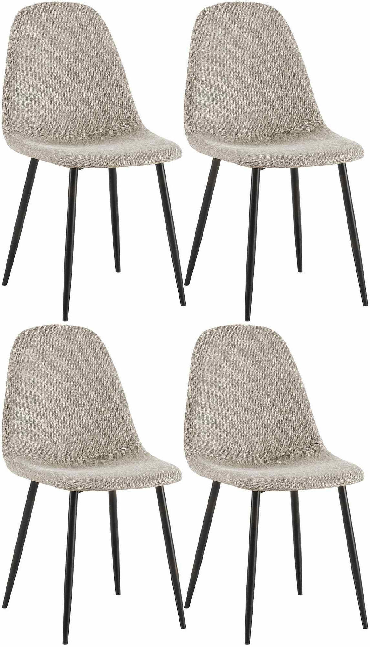 STUHL 4er Set Stoff Creme - Creme/Schwarz, Textil/Metall (44/88/51cm) - CLP