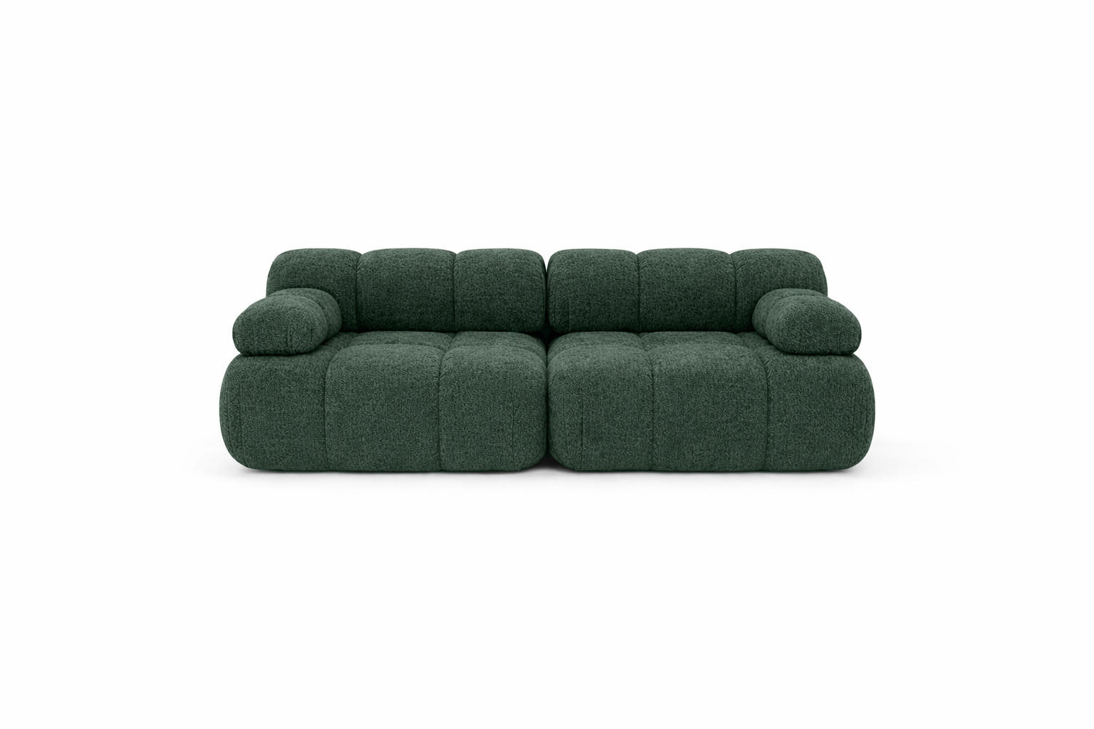 COUCH, 2-Sitzer Modular, Bouclé-Stoff Abriamo, Dunkelgrün, Selia - Dunkelgrün, Holz (190/70/95cm) - Kaiser Möbel
