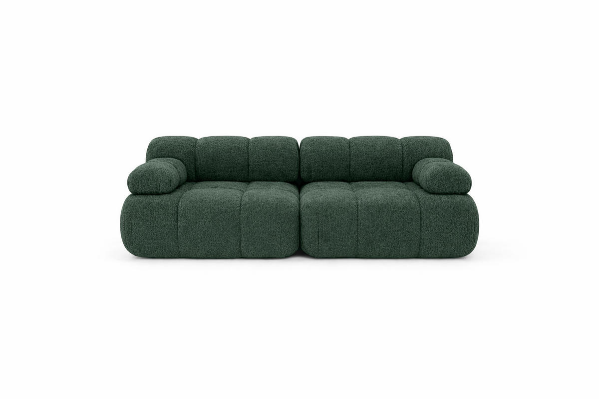 COUCH, 2-Sitzer Modular, Bouclé-Stoff Abriamo, Dunkelgrün, Selia - Dunkelgrün, Holz (190/70/95cm) - Kaiser Möbel
