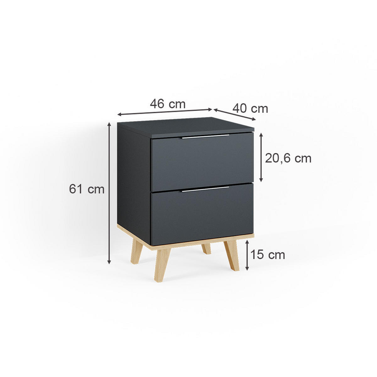 KOMMODE Nautica Anthrazit 45.9 x 60.6 cm - Anthrazit, Holzwerkstoff (46/61/40cm) - Vicco