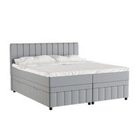 BOXBETT AVALON 180 x 200 cm mit Bettkasten und Topper - Hellgrau - Hellgrau, Holz - Panda Möbel