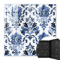 SCHLÜSSELBOX Schwarz 30x30 cm- Türöffnung nach rechts - Blaue Ornamente - Blau, Metall (30/30/5cm) - TULUP