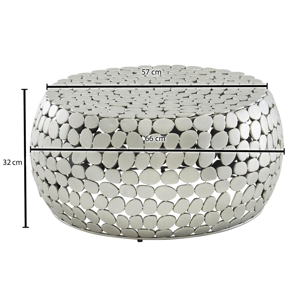 COUCHTISCH Aluminium Silber, Handgefertigtes Unikat, Stilvolles Design - Silberfarben, Metall (66/66/32cm) - KADIMA DESIGN