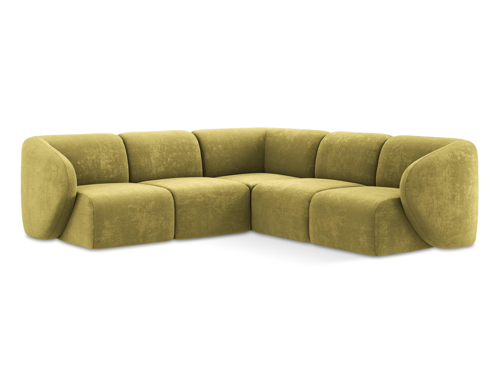 ECKSOFA Chenille Stoff Grün - Limette/Schwarz, Holzwerkstoff/Kunststoff (251/251cm) - Makamii