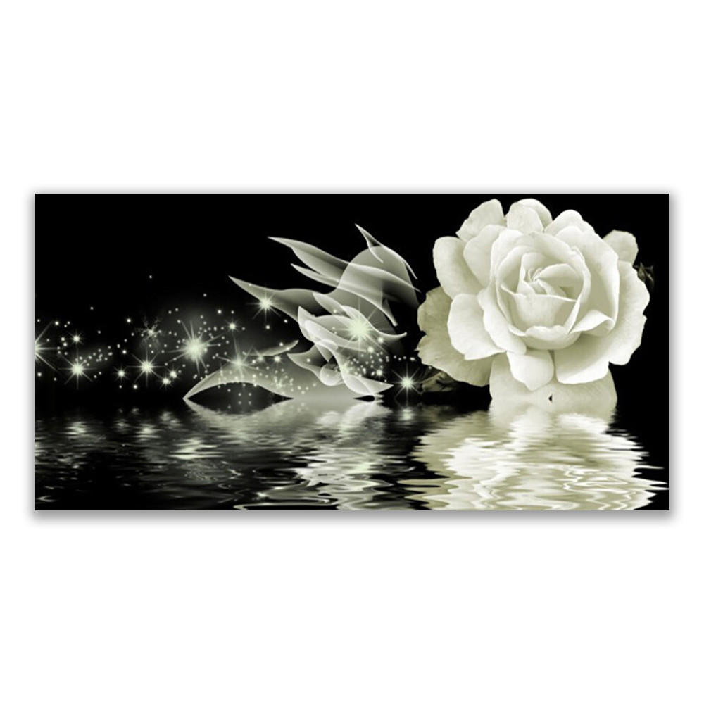 LEINWANDBILD 120x60 cm Magische Rosenblume - Schwarz, Textil (120/4cm) - TULUP