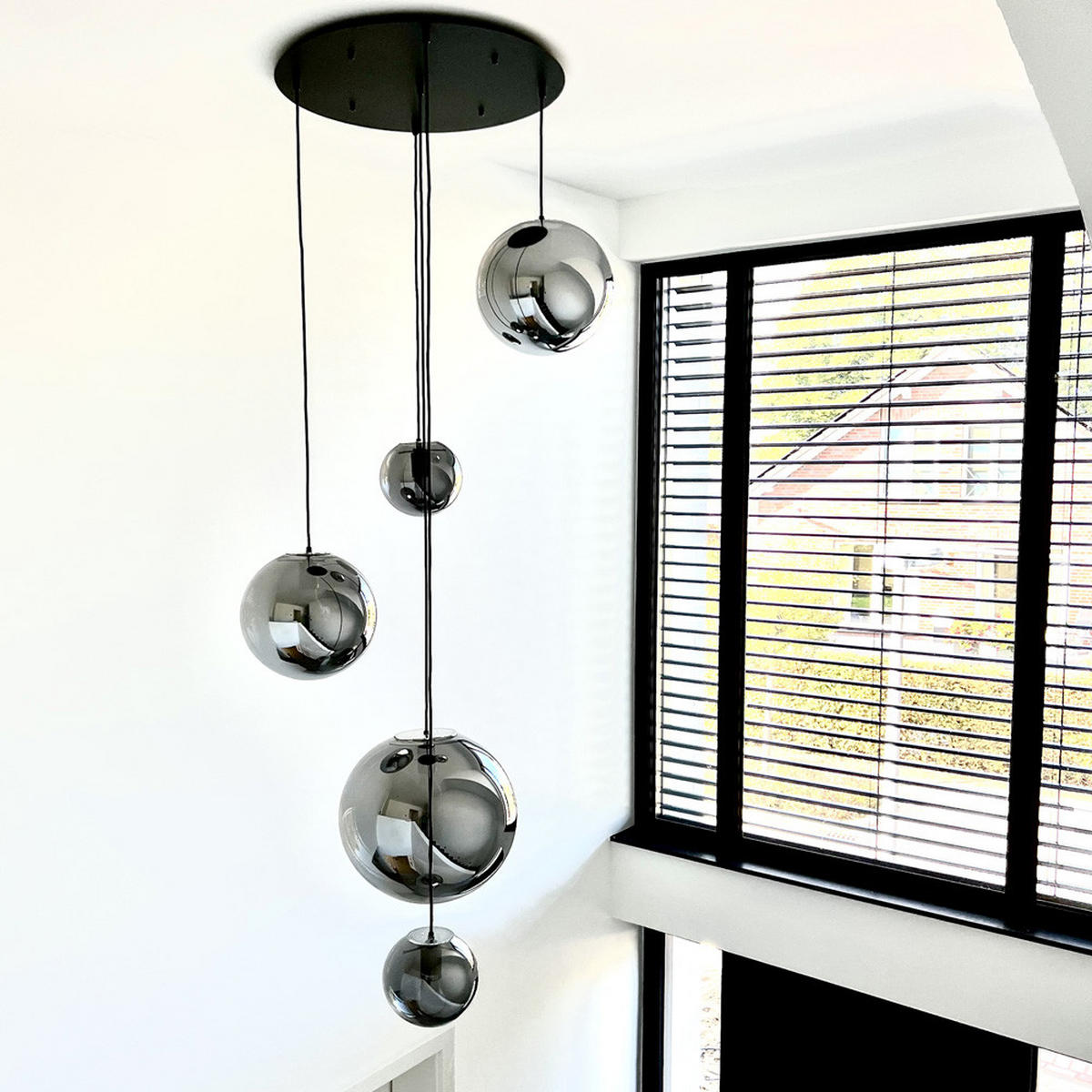 GALERIELAMPE Orb 5m Abhängung Schwarz/Klar Ø 30cm - Schwarz, Glas (30/30/30cm) - s.luce
