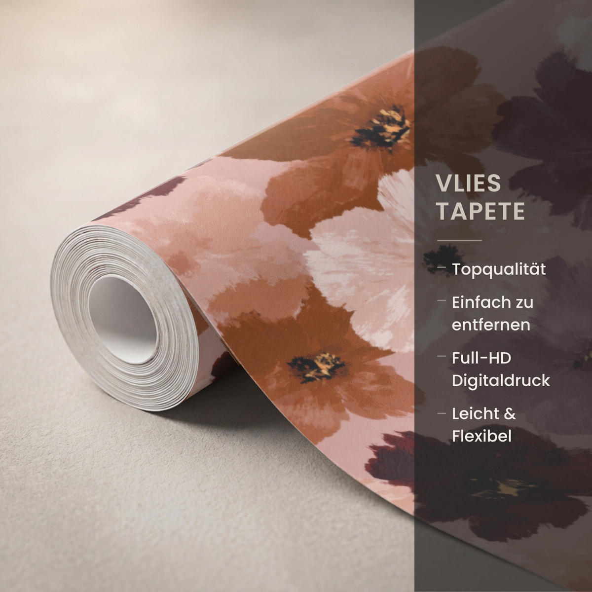 TAPETE - Blumen - Abstrakt - Erdtöne - 160x220 cm - Multicolor, Papier (160/220cm) - OnlyWow