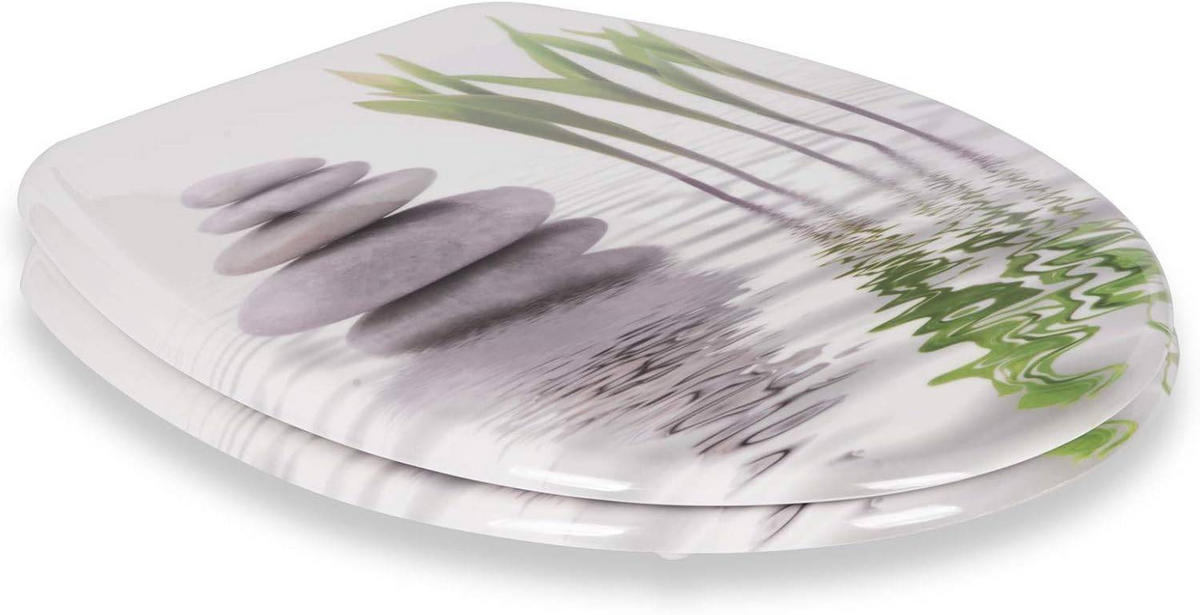 WC SITZ mit Absenkautomatik,Antibakteriell Oval,Tulip - Weiß/Grau, Kunststoff (37/2.51/45cm) - Woltu